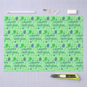 Papier Mousseline Joyeux anniversaire du garçon Blue et Lime Green (Artisanat)
