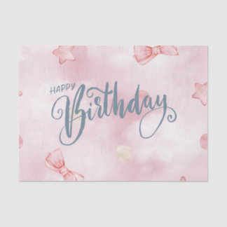Papier Mousseline Joyeux Anniversaire Élégant Pastel Rose Cute