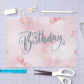 Papier Mousseline Joyeux Anniversaire Élégant Pastel Rose Cute (Artisanat)