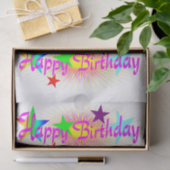Papier Mousseline Joyeux anniversaire et étoiles (Cadeau)