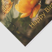 Papier Mousseline Joyeux Anniversaire Fleurs Jaunes, Papillon (Détail)