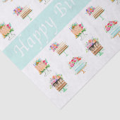 Papier Mousseline Joyeux Anniversaire Maman Aquarelle Floral Gâteaux (Détail)