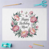 Papier Mousseline Joyeux anniversaire Maman Design Floral (Artisanat)