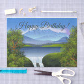 Papier Mousseline Joyeux anniversaire Nature Mountain Paysage Cascad (Artisanat)