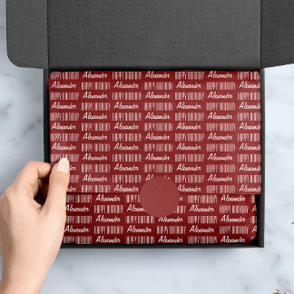 Papier Mousseline Joyeux Anniversaire Nom Rouge Tissu Papier