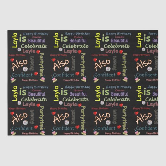 Papier Mousseline Joyeux Anniversaire papier Tissu Layla (Recto)