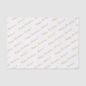 Papier Mousseline Joyeux Anniversaire Personnalisé Nom Élégant Blanc (Recto)