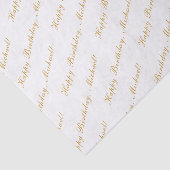 Papier Mousseline Joyeux Anniversaire Personnalisé Nom Élégant Blanc (Détail)