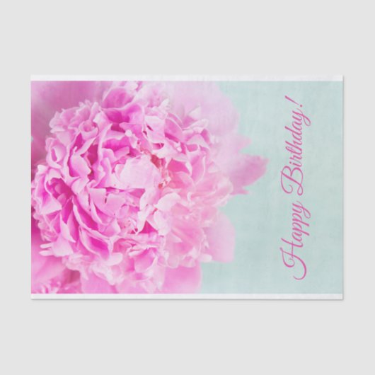 Papier Mousseline Joyeux Anniversaire Pink Peony Pastel (Recto)