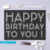 Papier Mousseline "Joyeux Anniversaire Pour Vous !" Noir & Blanc (Artisanat)