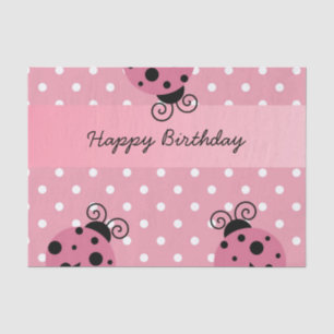 Papier Mousseline Joyeux Anniversaire rose Ladybug Polka Pot papier