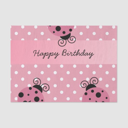 Papier Mousseline Joyeux Anniversaire rose Ladybug Polka Pot papier (Recto)