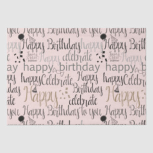 Papier Mousseline Joyeux anniversaire rose pâle