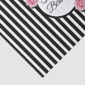 Papier Mousseline Joyeux Anniversaire rose roses noir blanc rayures (Détail)