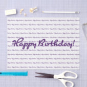 Papier Mousseline Joyeux anniversaire ! Script Décontracté pourpre f (Artisanat)