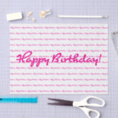 Papier Mousseline Joyeux anniversaire ! Script Décontracté rose chau (Artisanat)