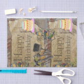 Papier Mousseline Joyeux Anniversaire Tissu Outils de construction d (Artisanat)