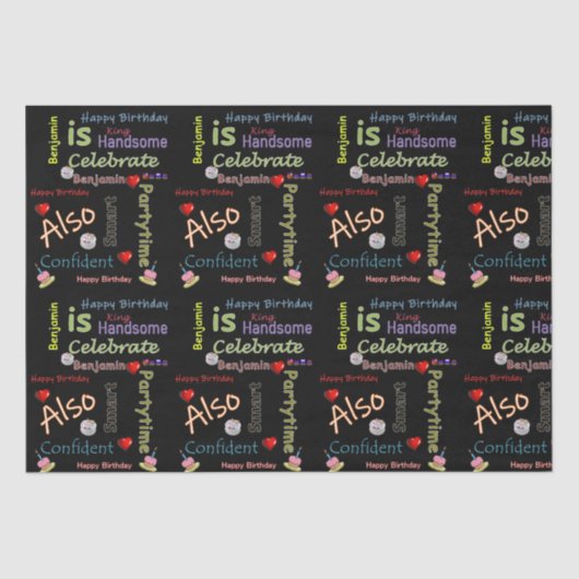 Papier Mousseline Joyeux Anniversaire Tissu Papier Benjamin (Recto)