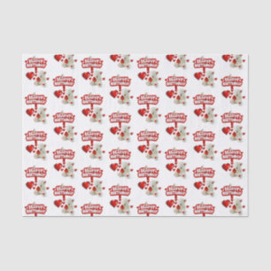 Papier Mousseline Joyeux Anniversaire Tissu Papier blanc Teddy Ours