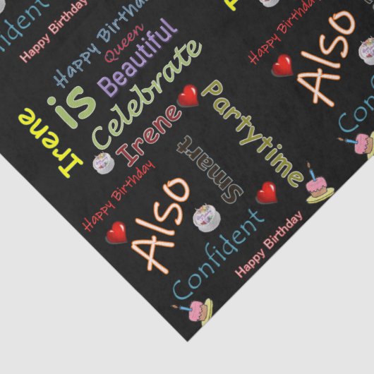 Papier Mousseline Joyeux Anniversaire Tissu Papier Irène (Détail)