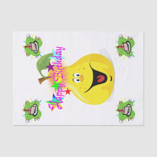 Papier Mousseline Joyeux Anniversaire Tissu Papier Pear Cupcake (Recto)