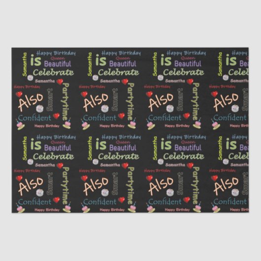 Papier Mousseline Joyeux Anniversaire Tissu Papier Samantha (Recto)