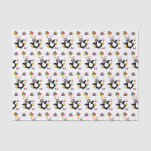 Papier Mousseline Joyeux Anniversaire Tissu Pingouin