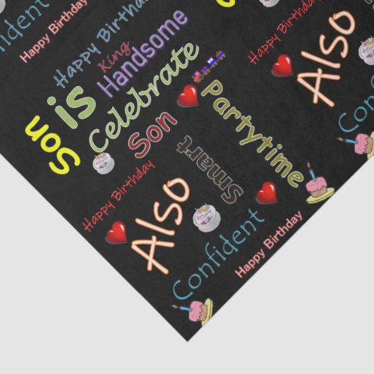 Papier Mousseline Joyeux Anniversaire Tissu Son (Détail)