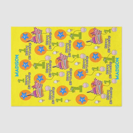 Papier Mousseline Joyeux Anniversaire Tissue Paper #1 Premier Annive (Recto)