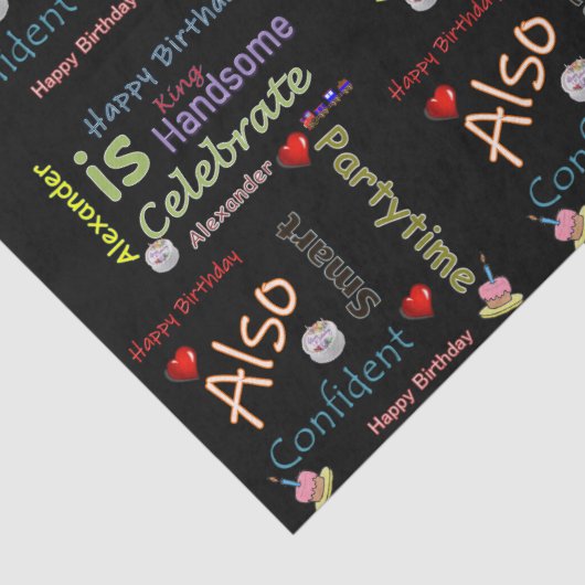 Papier Mousseline Joyeux Anniversaire Tissue Paper Alexander (Détail)