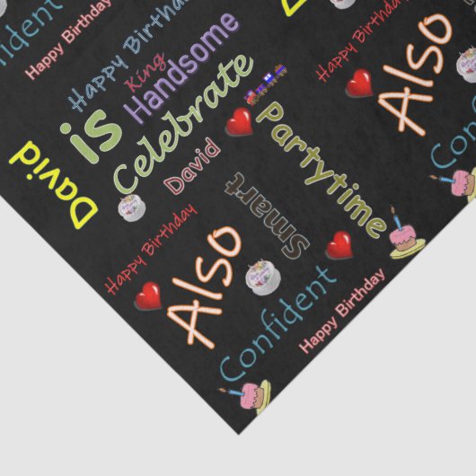 Papier Mousseline Joyeux Anniversaire Tissue Paper David (Détail)