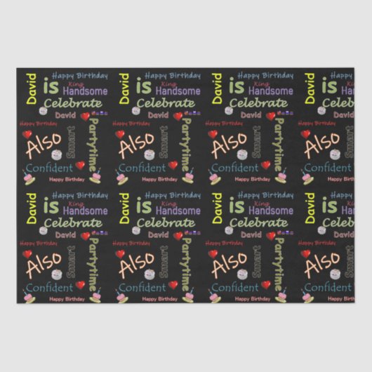 Papier Mousseline Joyeux Anniversaire Tissue Paper David (Recto)