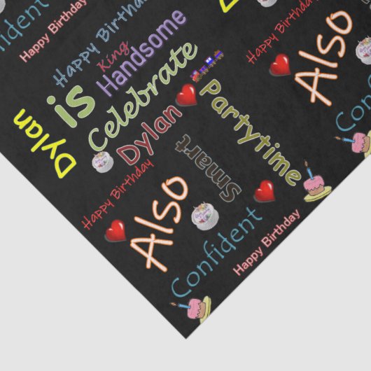 Papier Mousseline Joyeux Anniversaire Tissue Paper David (Détail)