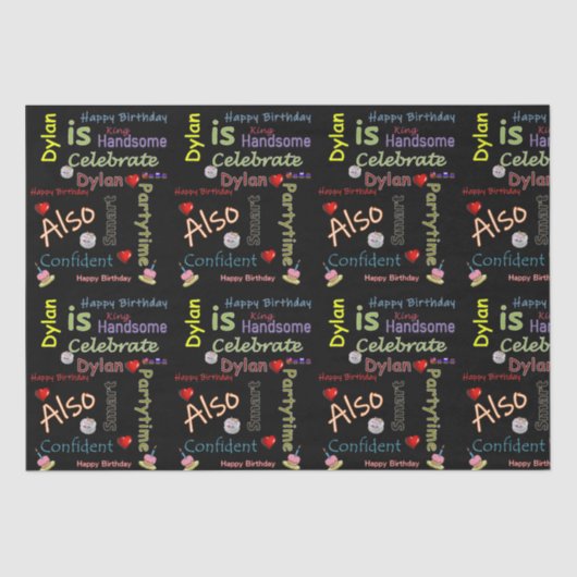 Papier Mousseline Joyeux Anniversaire Tissue Paper David (Recto)