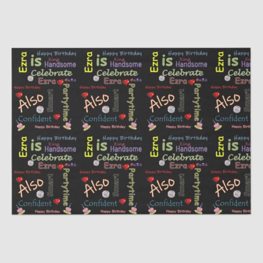 Papier Mousseline Joyeux Anniversaire Tissue Paper Ezra (Recto)