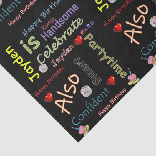 Papier Mousseline Joyeux Anniversaire Tissue Paper Jayden (Détail)