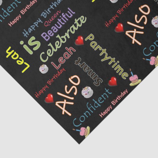 Papier Mousseline Joyeux Anniversaire Tissue Paper Leah (Détail)