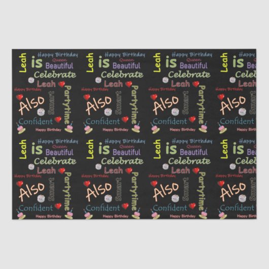 Papier Mousseline Joyeux Anniversaire Tissue Paper Leah (Recto)