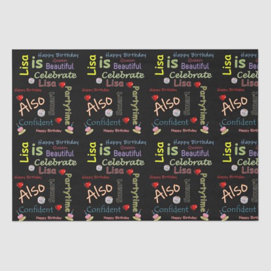 Papier Mousseline Joyeux Anniversaire Tissue Paper Lisa (Recto)