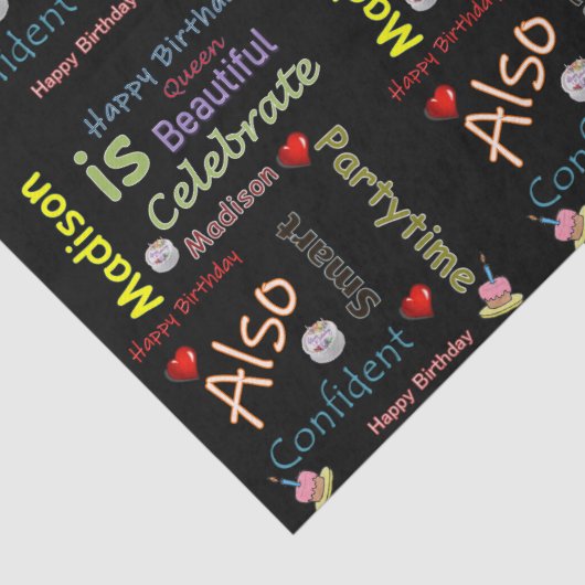 Papier Mousseline Joyeux Anniversaire Tissue Paper Madison (Détail)