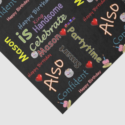 Papier Mousseline Joyeux Anniversaire Tissue Paper Mason (Détail)