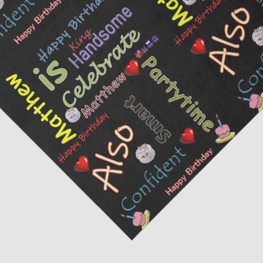 Papier Mousseline Joyeux Anniversaire Tissue Paper Matthew (Détail)