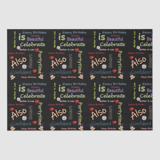 Papier Mousseline Joyeux anniversaire Tissue Paper Mère en droit (Recto)