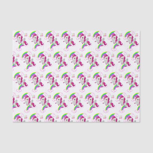Papier Mousseline Joyeux Anniversaire Tissue Paper Unicorn (Recto)