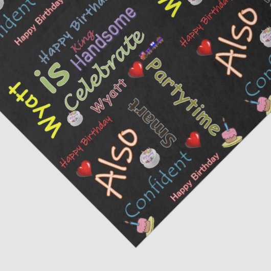 Papier Mousseline Joyeux Anniversaire Tissue Paper Wyatt (Détail)