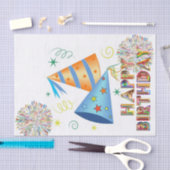 Papier Mousseline Joyeux Anniversaire Tissue Papier Anniversaire Cas (Artisanat)