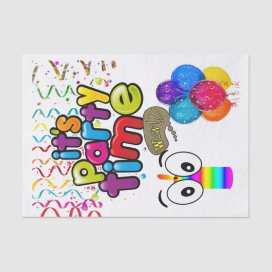 Papier Mousseline Joyeux Anniversaire Tissue Papier C'est Fête Heure (Recto)