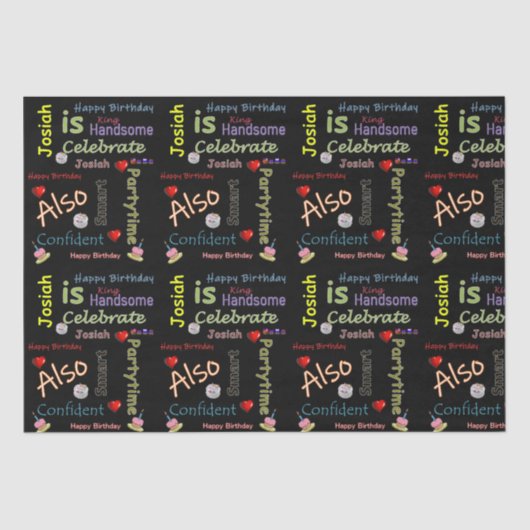 Papier Mousseline Joyeux Anniversaire Tissue Papier Josiah (Recto)