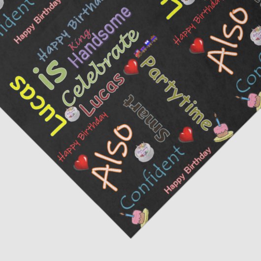 Papier Mousseline Joyeux Anniversaire Tissue Papier Lucas (Détail)