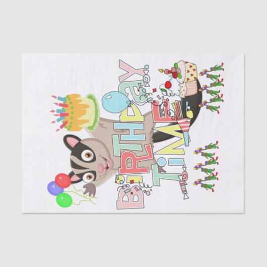 Papier Mousseline Joyeux Anniversaire Tissue Papier Possum Gâteau (Recto)